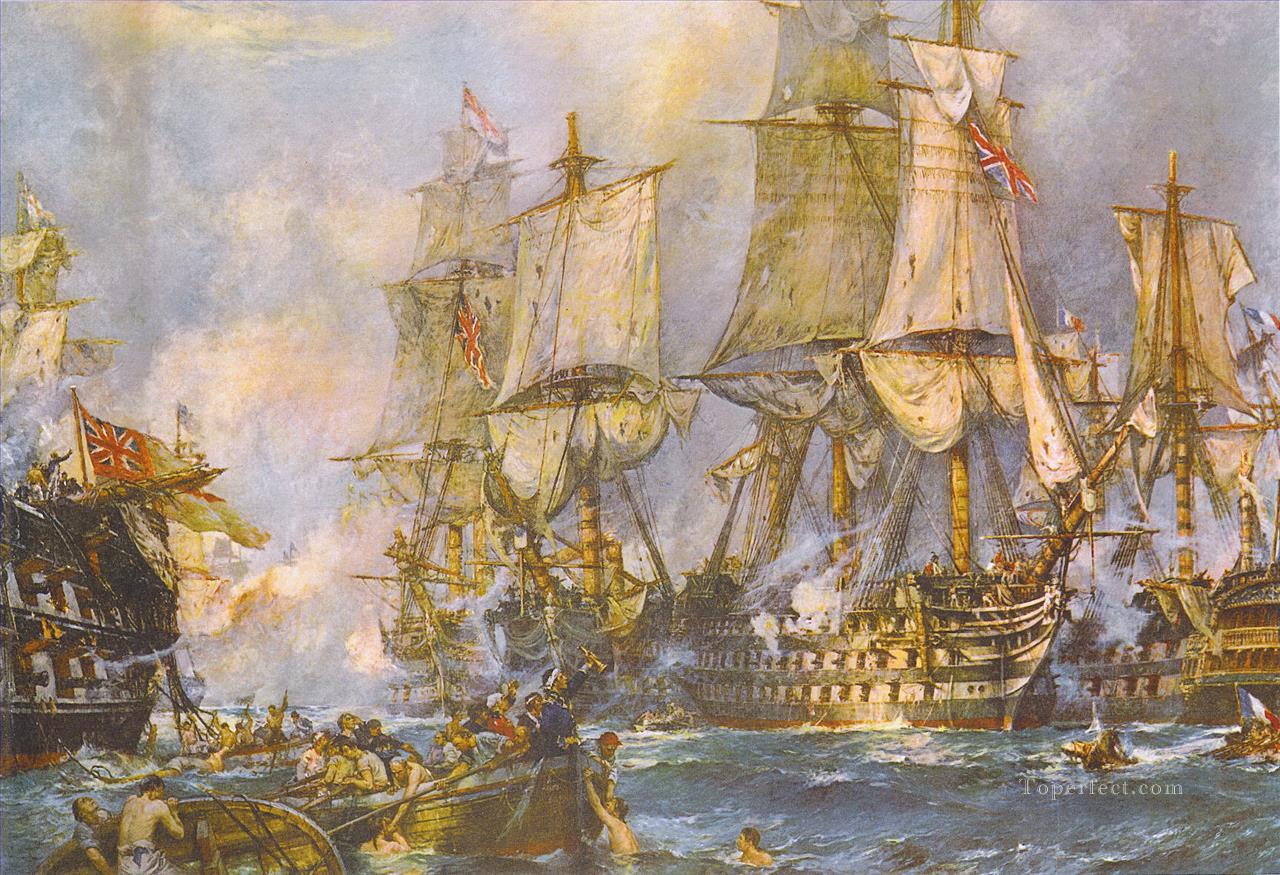The Victory at the Battle of Trafalgar After Breaking Through the Enemys Line Oil Paintings